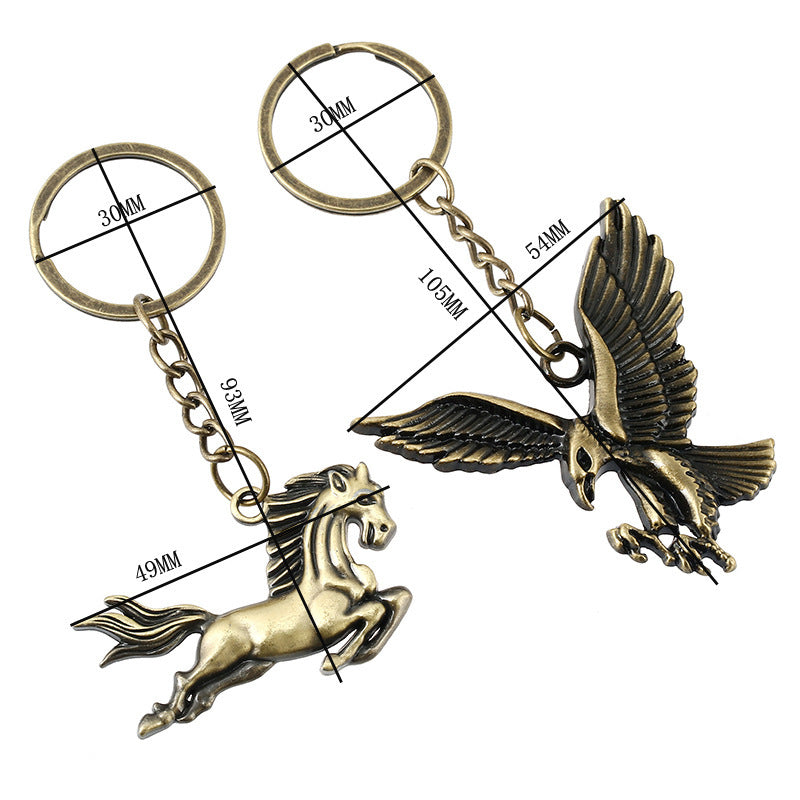 Wholesale Alloy Pony Flying Eagle Keychain